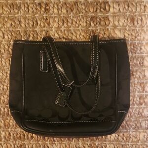 Coach Black Leather Wristlet with Textured Finish